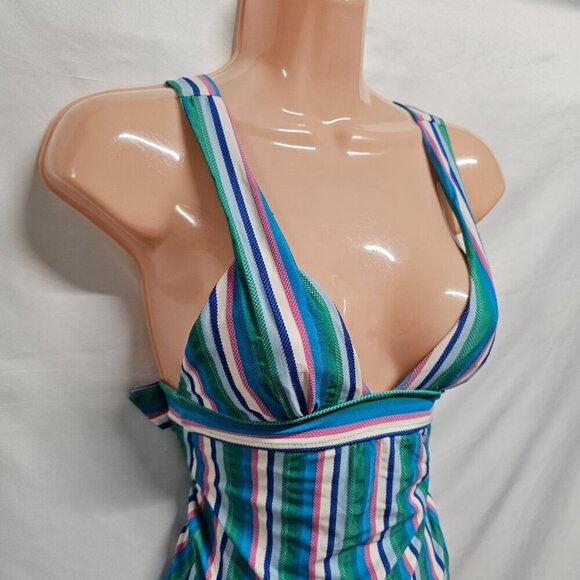 Sezane x Yse • Louise One Piece Swimsuit Striped Multicolor Women Size 2/6 - Picture 4 of 15